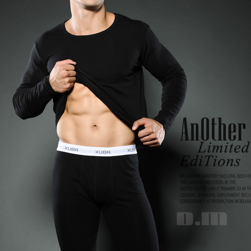 Xuba male thermal underwear set low-waist fashion solid color commercial o-neck cotton basic thick velvet autumn and winter