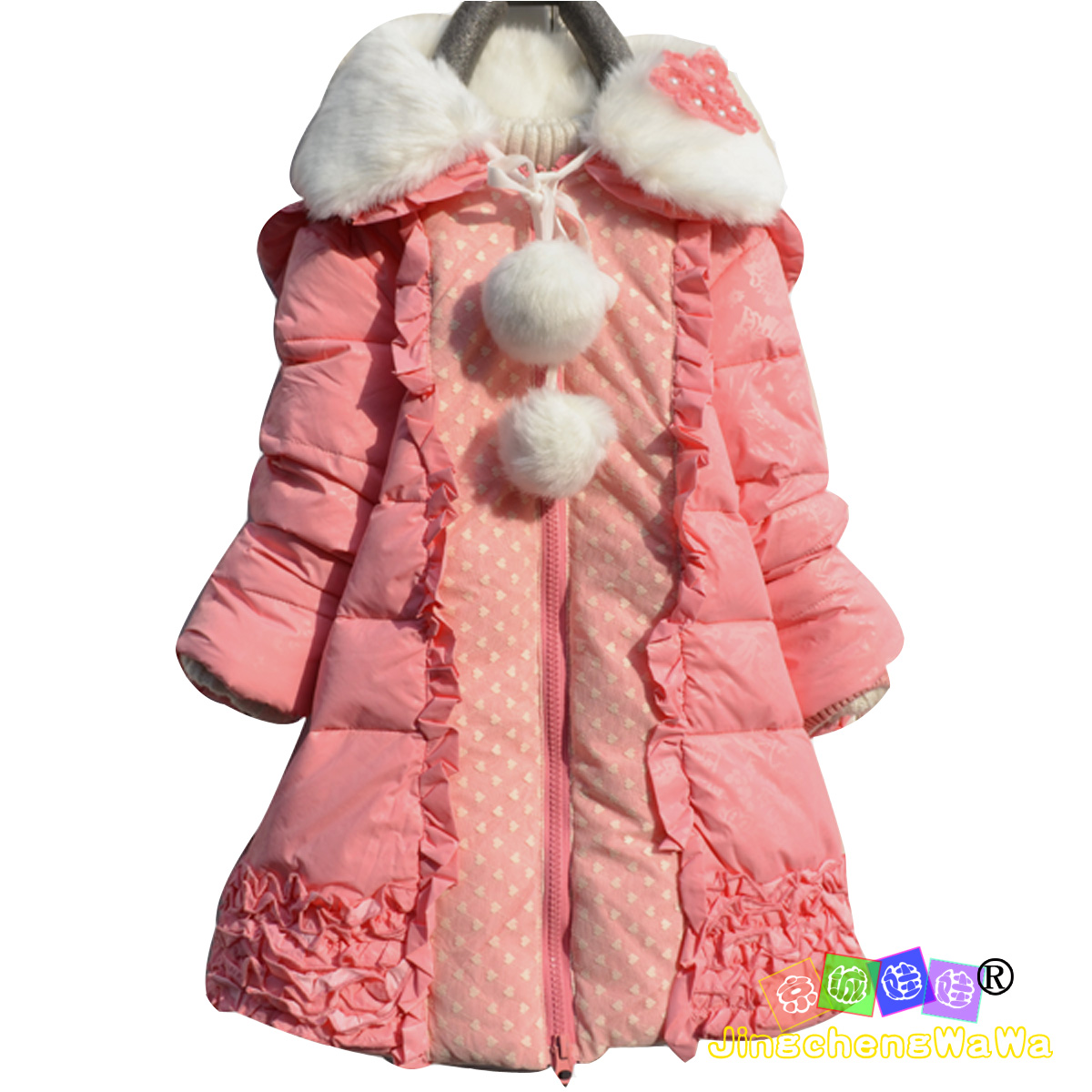 Xy2060 winter female child medium-long the disassemblability fur collar girl down coat