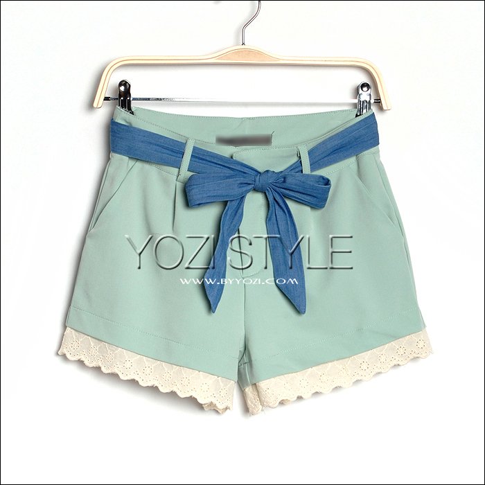 Y-128-017 summer 2012 lace decoration shorts female trousers