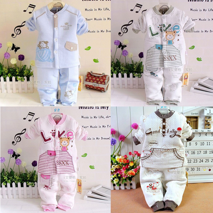 -y- Baby clothes baby autumn and winter clothes thickening thermal underwear set 6 - 12 months old 1 - 2 sleepwear