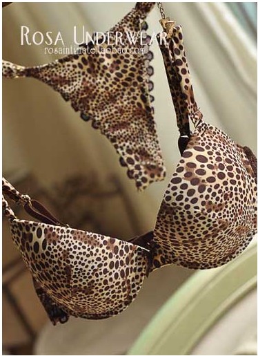 Y15 lanny leopard print satin push up underwear bra set 70b70c75b80b80c85b