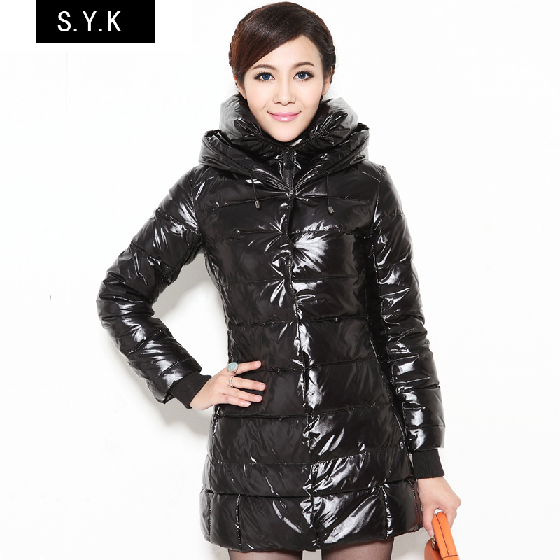 Yake 2012 female down coat medium-long shiny fashion slim thermal thick outerwear