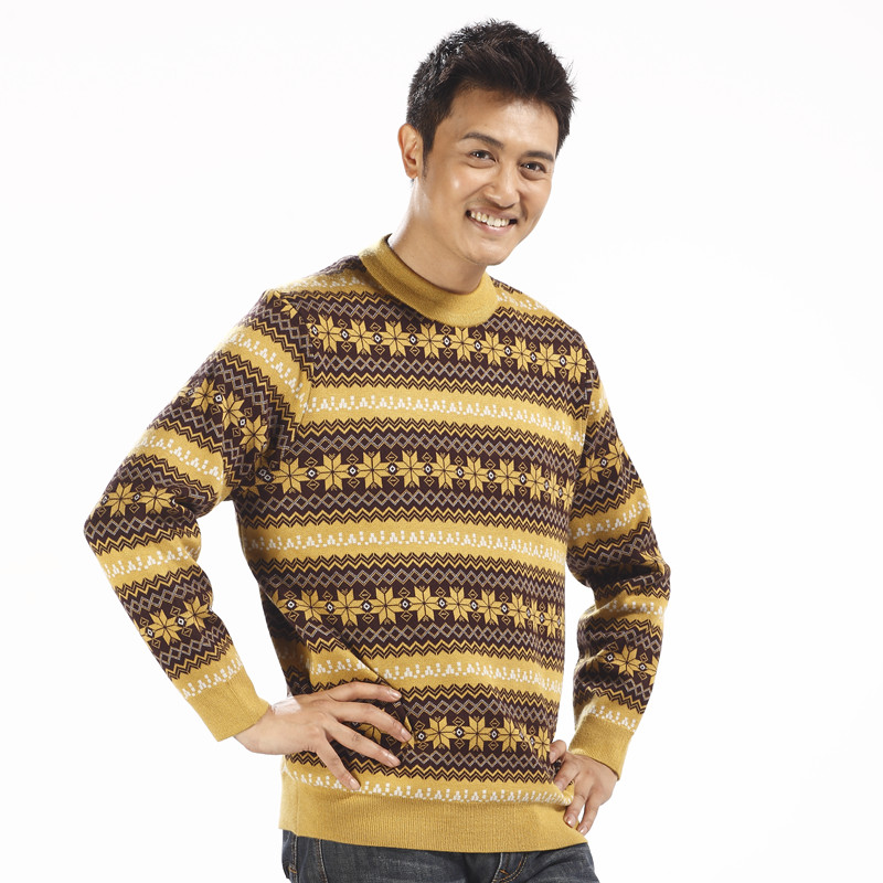 YALU double layer thickening plus velvet sweater thermal underwear set sweater male plus size