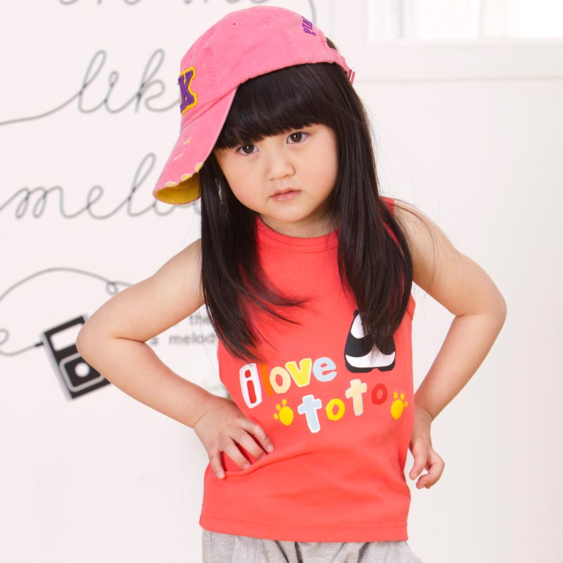 Yang's Summer MECOX LANE girls clothing sleeveless T-shirt print pullover vest