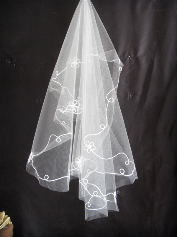 Yarn ts-t5 simple elegant border bridal veil