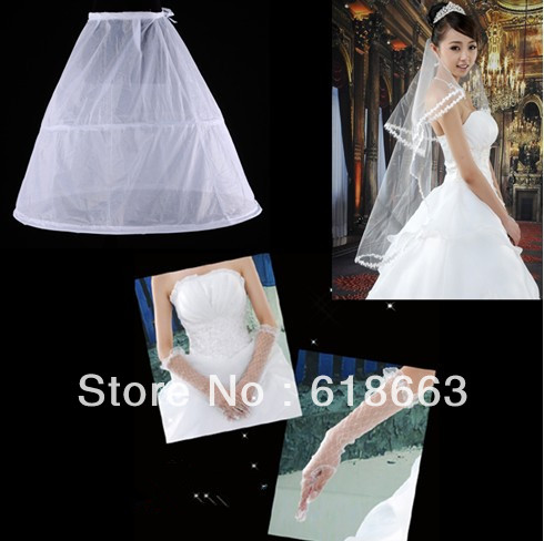 Yarn Wedding Accessories Gloves Veil Pannier for Wedding Dress WholesaleRetail Free Shipping