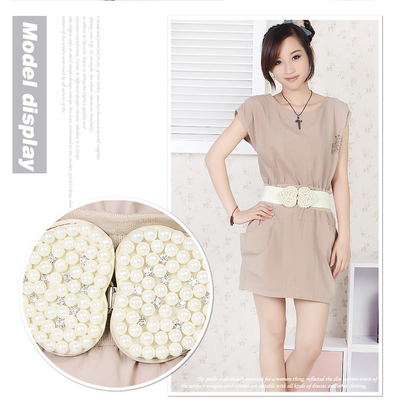 Yd232 fashion all-match elegant double heart body shaping cummerbund pearl diamond elastic belt female