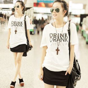 Ye . jiaoer maternity clothing summer loose maternity t-shirt maternity 100% cotton long