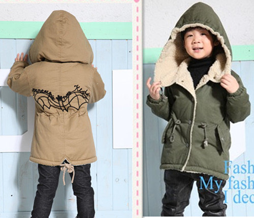 Yeh style child male female child medium-long trench outerwear