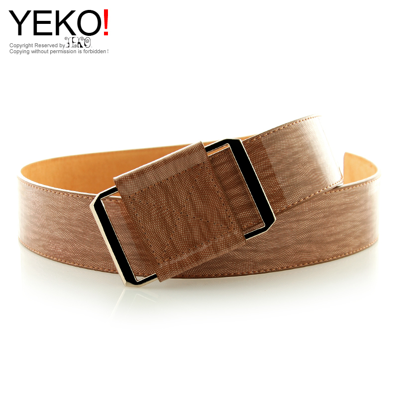Yeko2013 all-match cummerbund women's japanned leather shiny wide belt genuine leather strap adjust
