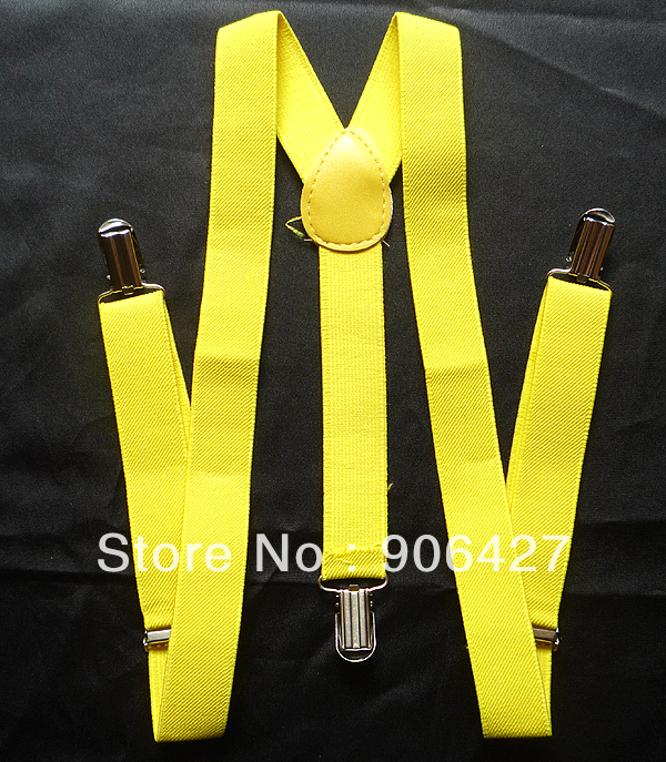 Yellow Beautiful 1PC Unisex Clip-on Braces Elastic Suspenders