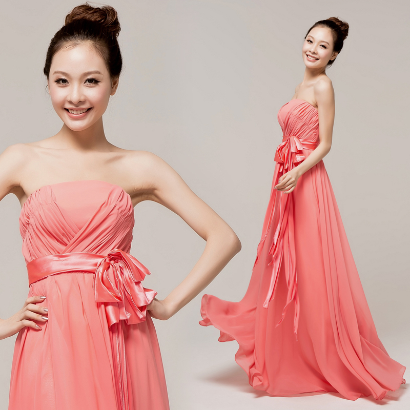 YHZ--Evening gown bride bridesmaid dresses wedding dinner toast served pink the Banquet evening dress autumn and winter long sec