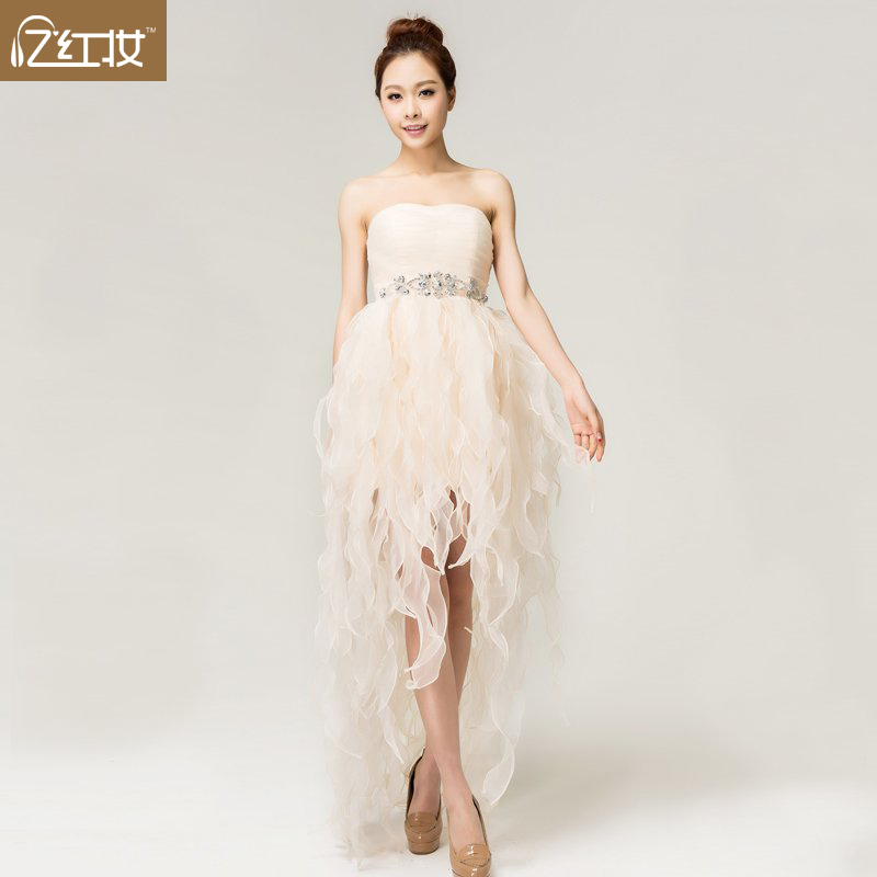 YHZ--Fashion bride dresses short in front long wedding dress bridesmaid