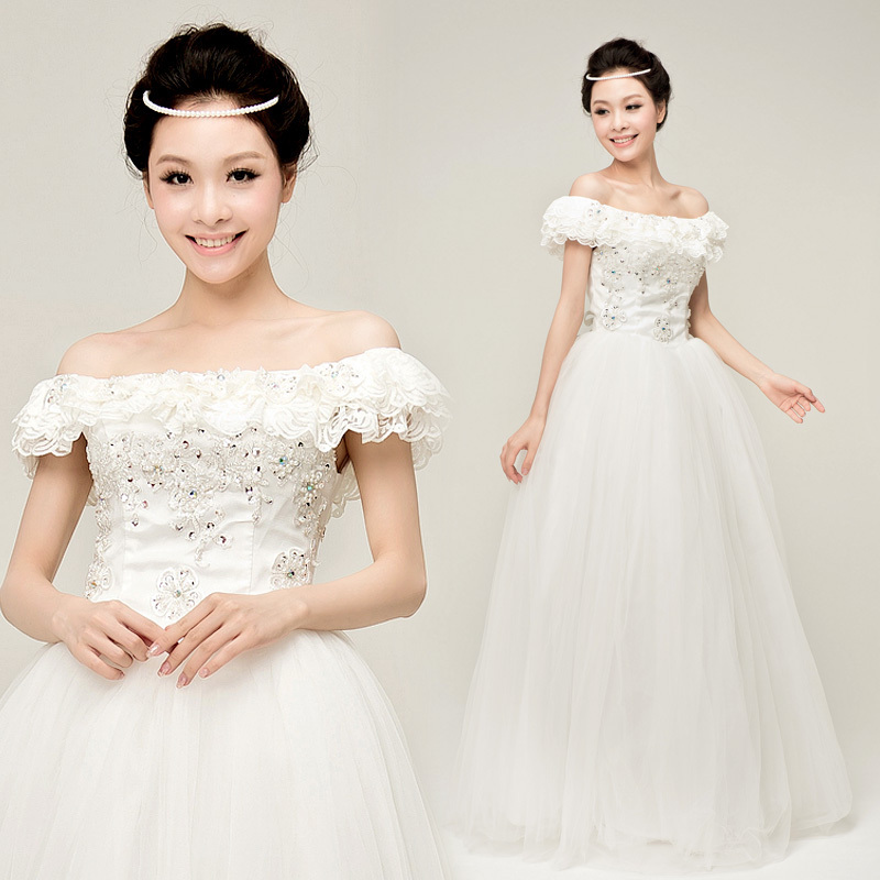 YHZ2012 new bride wedding dress Korean version of sweet princess wedding Korean word the shoulder wedding