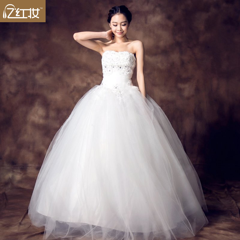 YHZ2013 latest wedding Korean Sexy Bra Qi diamond bride married Korean Puff wedding dress