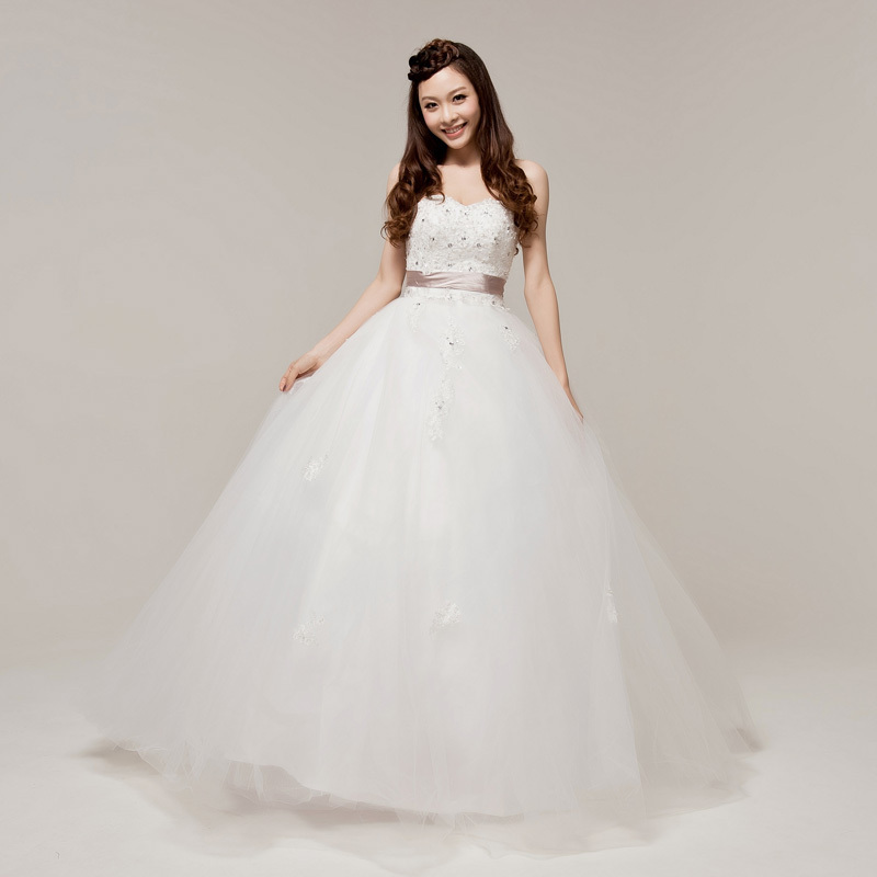 YHZNew 2012 Korean version of the wedding dress Strapless lace diamond embroidery wedding Korean Qi marriage wedding