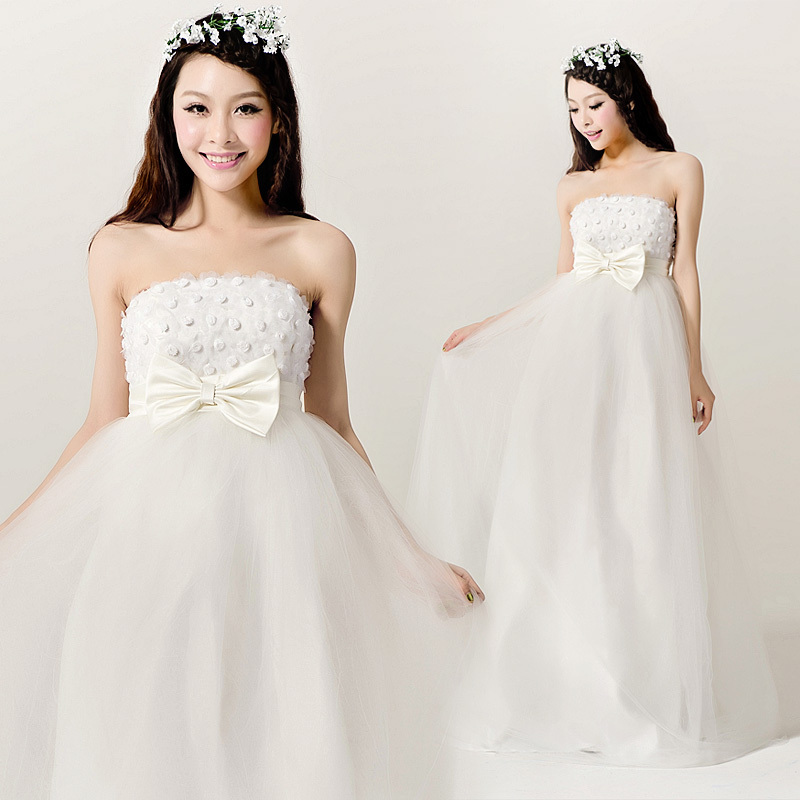 YHZThe new 2012 Korean version of the wedding dress pregnant women high waist wedding dress Korean Bra big yards lace winter wed