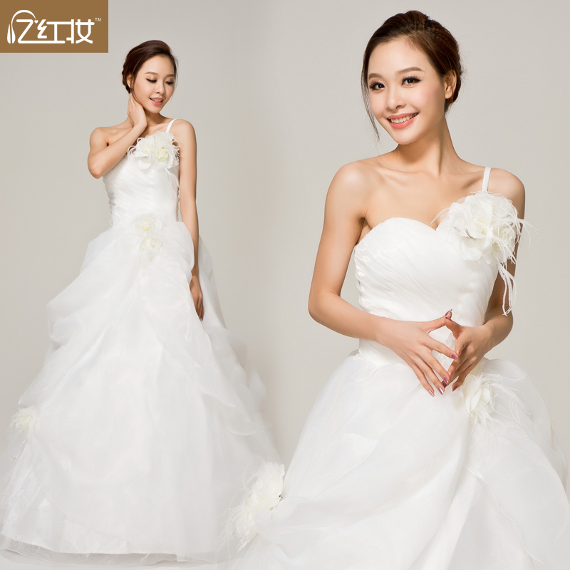 YHZThe new 2012 Korean version of the wedding dress straps Qi shoulder wedding princess sweet winter wedding