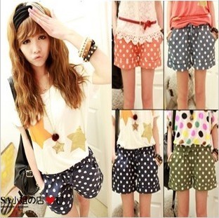 Yi yi 2012 casual drawstring all-match polka dot shorts 4 female