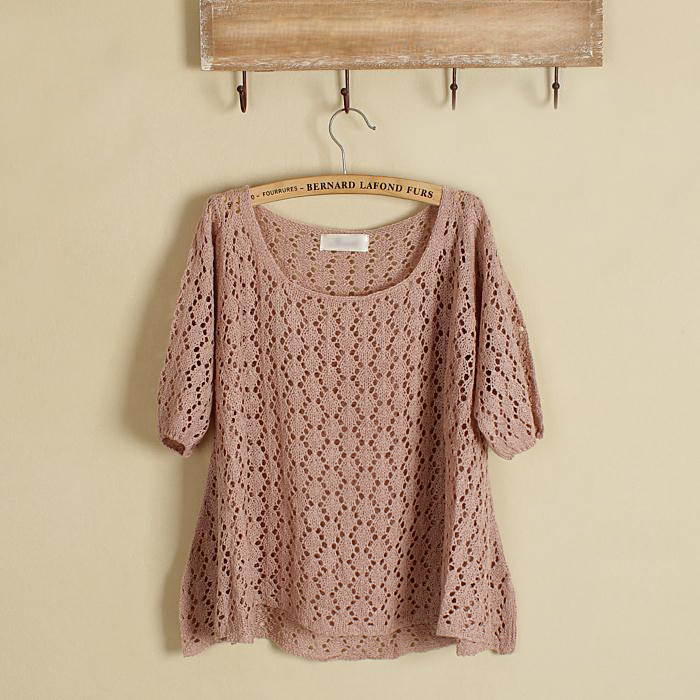 you) Half sleeve cutout thin pullover sweater 2012 autumn women's snidel