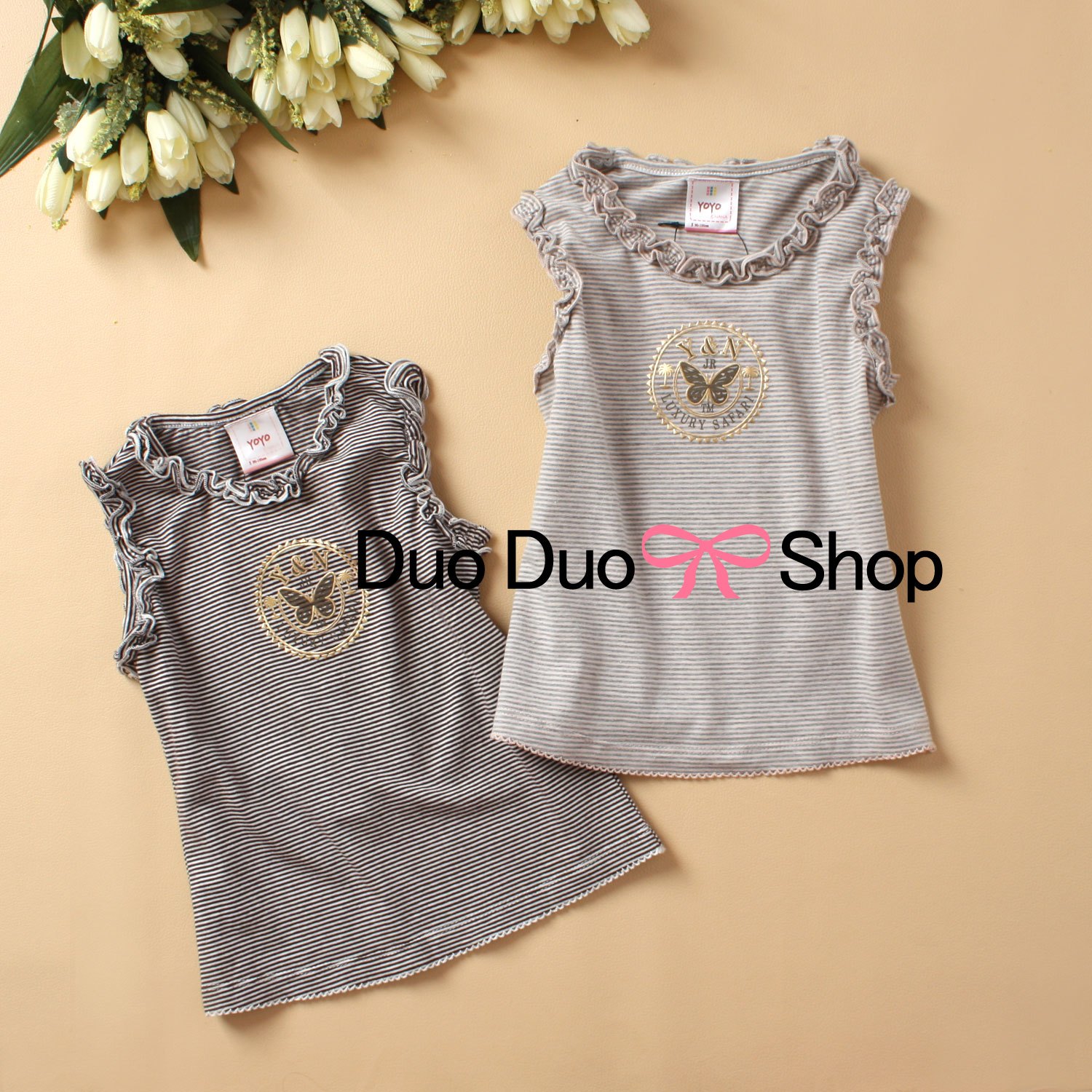 Yoyo girls clothing summer all-match ruffle hem brief but elegant vest top sleeveless T-shirt 1229