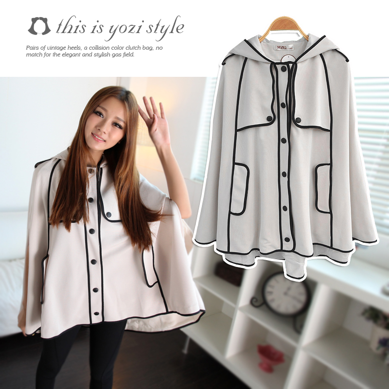 Yozi gentlewomen with a hood cloak trench outerwear female zd120