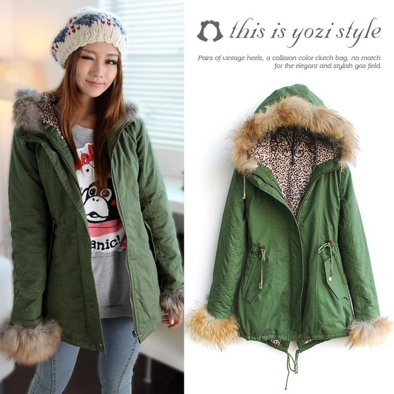 Yozi winter new arrival slim all-match thickening medium-long with a hood wadded jacket outerwear za165