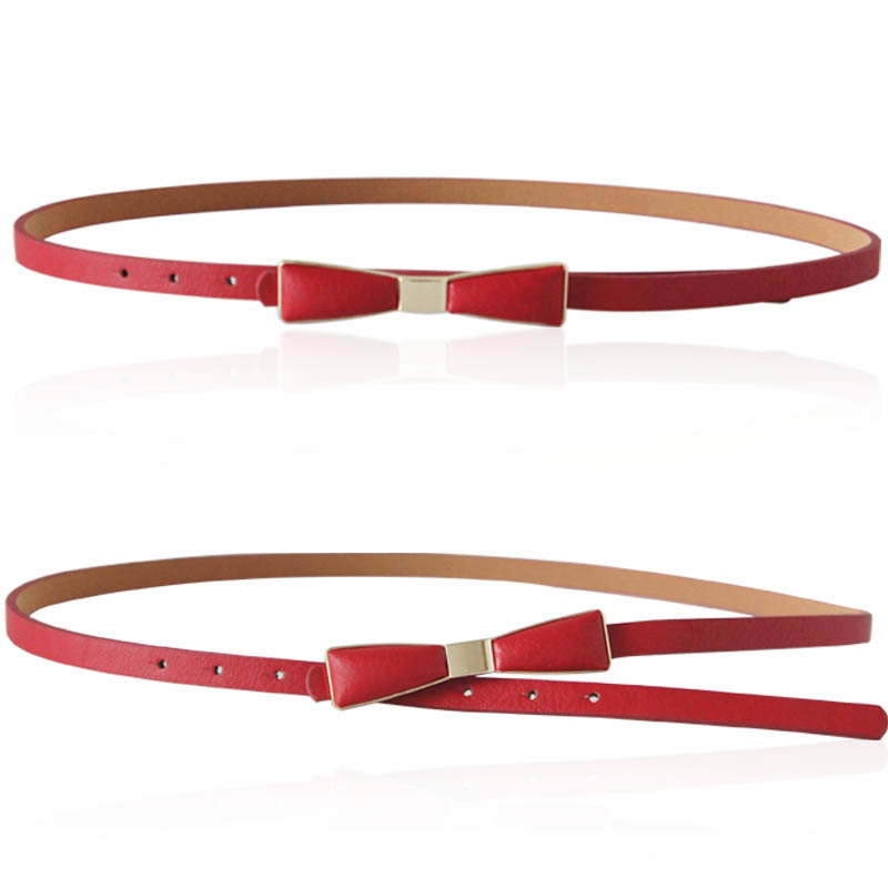 Yrxj bow fashion thin belt genuine leather strap Women all-match yf336