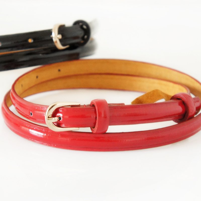 Yrxj fashion all-match candy color women's thin belt japanned leather decoration strap Women fs1139