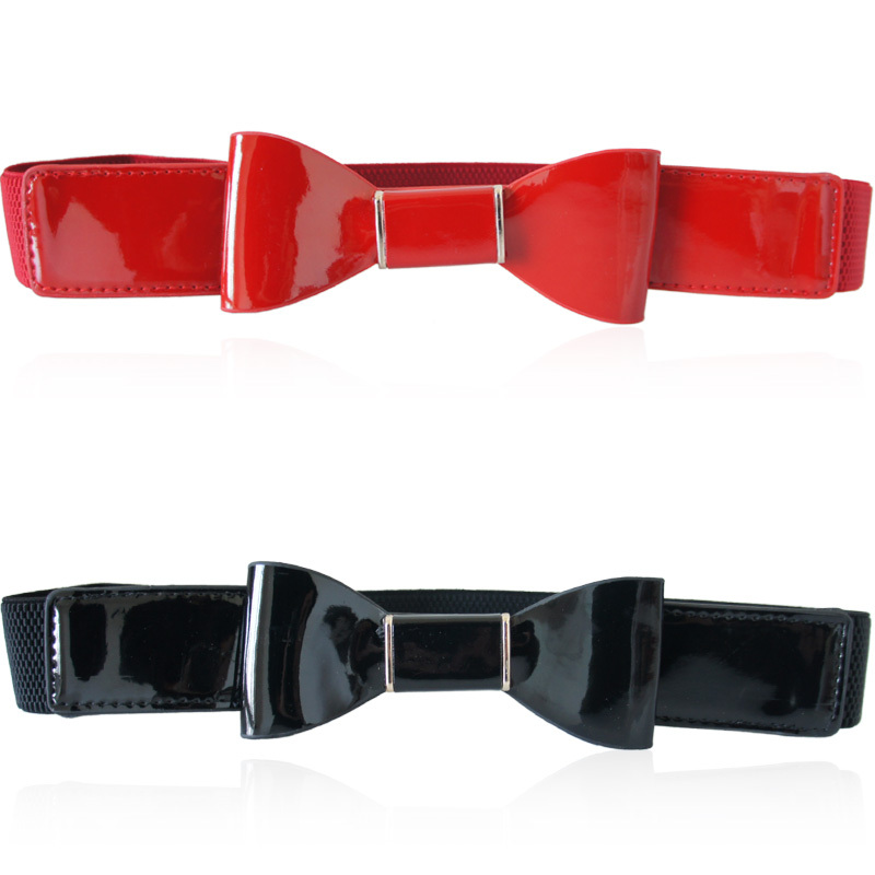 Yrxj fashion candy color cummerbund japanned leather bow belt female decoration strap fs1180