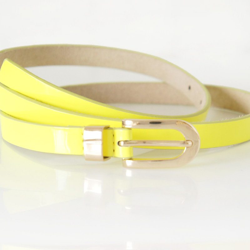 Yrxj fashion candy color japanned leather cowhide bottom thin belt female all-match decoration strap by81218