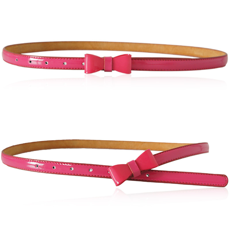 Yrxj fashion three-dimensional bow thin belt female japanned leather strap Women all-match fs1071