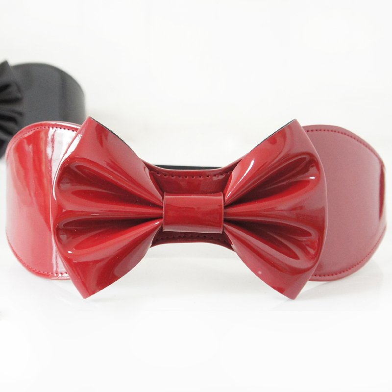 Yrxj japanned leather Women decoration belt fashion genuine leather all-match bow wide belt yf360