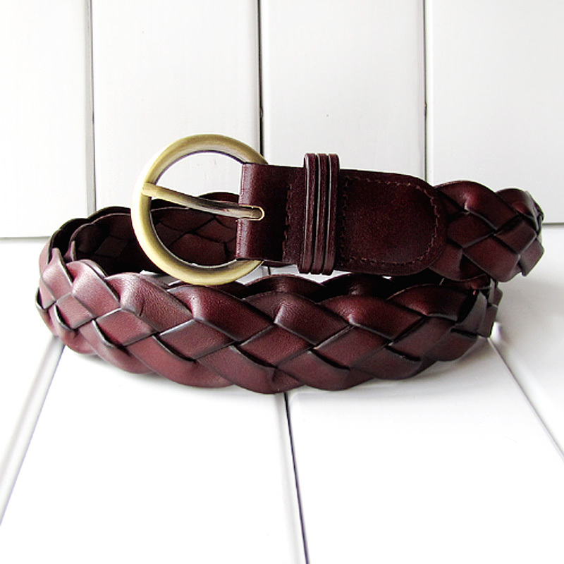 Yrxj round buckle knitted women's genuine leather fashion strap all-match casual women's cowhide belt yf133