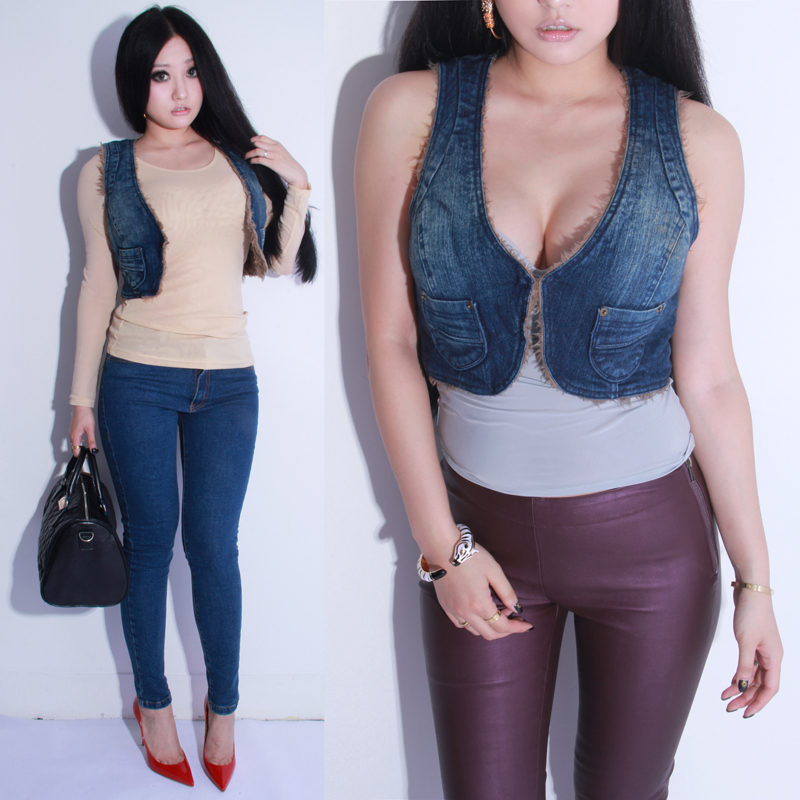 Yuki's Closet Free Shipping Retail  honey berber fleece suede denim exquisite little cute vest