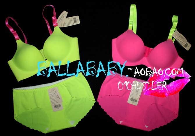 Yuki's Closet Free Shipping Victoria candy color push up seamless trunk sexy underwear set belt essential oil soft balls