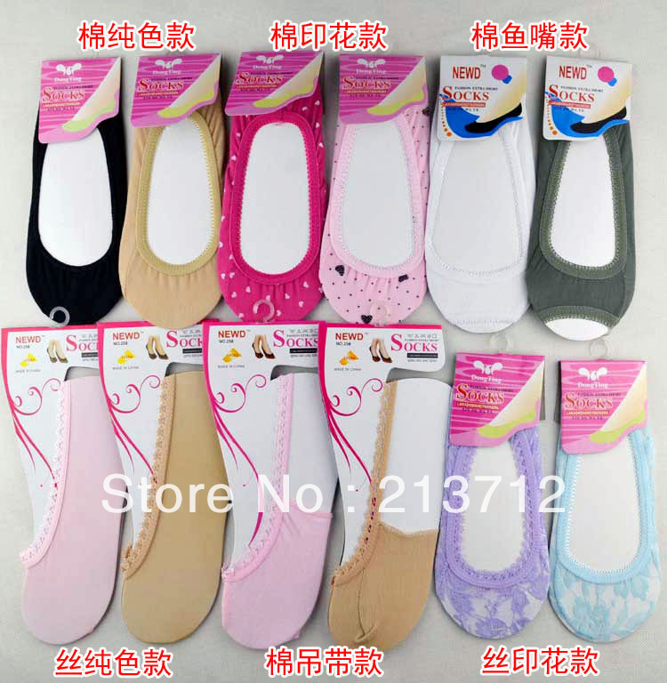 YWJR310 Cloth Jewelry slippers socks 100% cotton silk lace shallow mouth ankle socks women's clothing Accessories