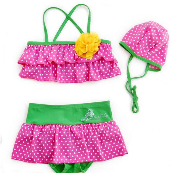 YY-113,free shipping,hot sell baby two pieces swimwear set flowers dot girl's bikini summer kids beachwear wholesale and retail