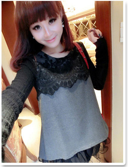 Yz a0138 maternity clothing spring lace decoration maternity top long-sleeve pullover