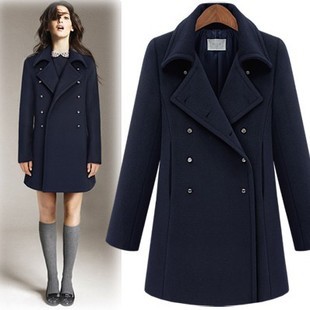 [YZ108] new women autumn spring fashion woolen outerwear/overcoat/trench double breasted free shipping
