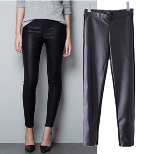 Z 2013 PU patchwork fashion slim skinny legging pants leather pants female