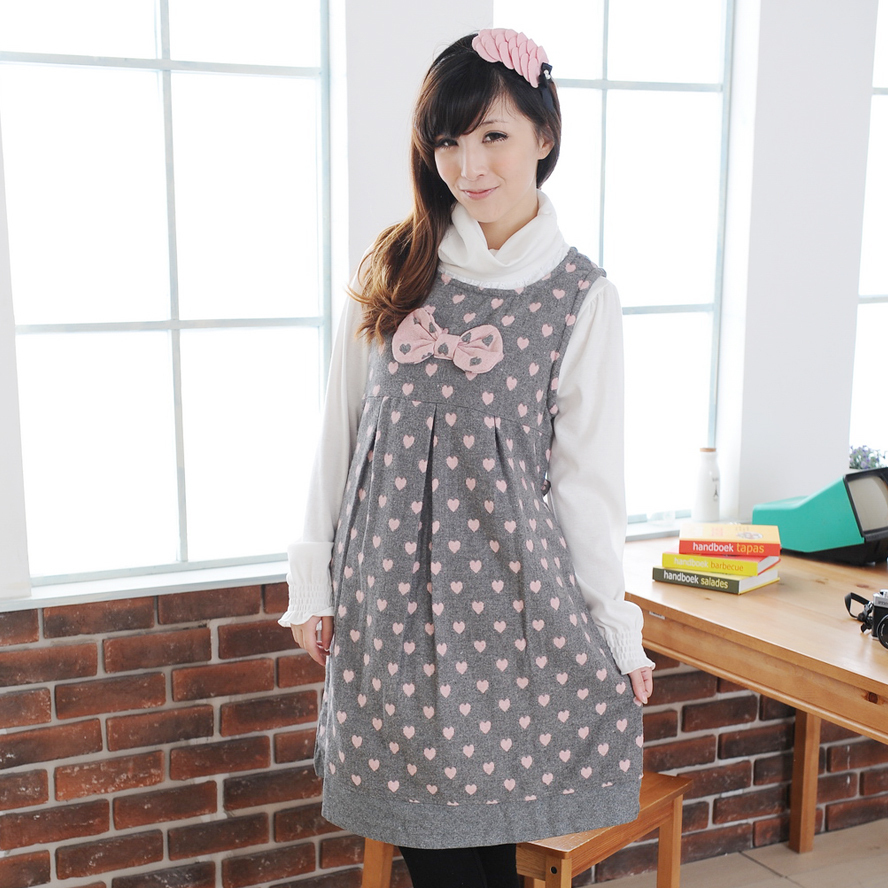 Z1055 bow maternity tank dress maternity clothing sleeveless one-piece dress