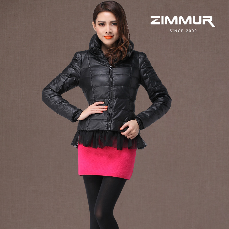 Z12qrc441n0 2012 women's elegant zimmur all-match stand collar high waist slim leather clothing