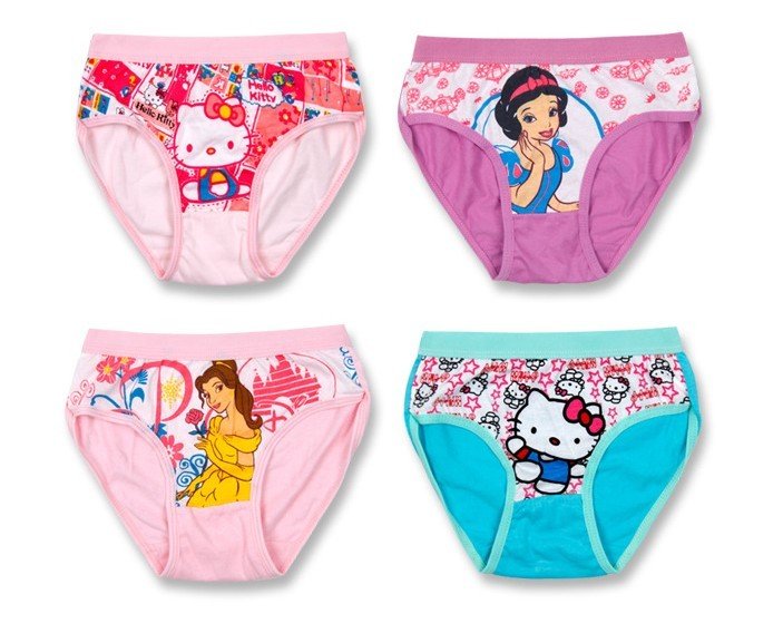 Z8187 girls underwears kitty childrens cartoon underwears  fit 3-8yrs 16pcs/lot more cute  colour  Random