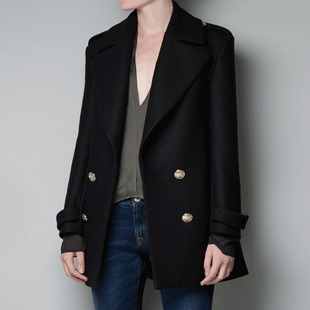 Za military paragraph short overcoat wool coat outerwear 8931