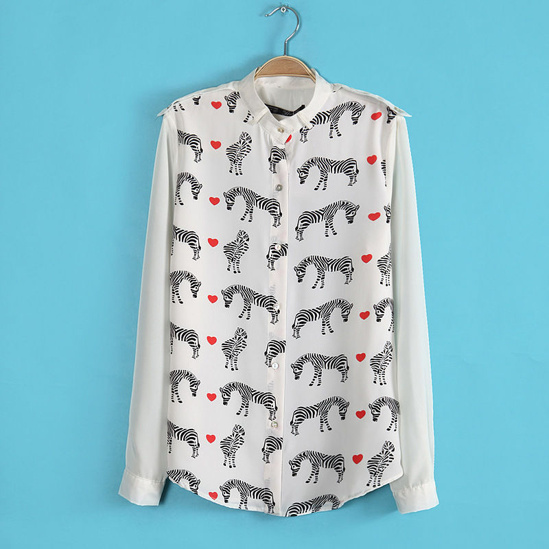 Zabra Stripe 2013 Spring Stylish Lady's Blouse Women's Loose Chifon Fabric Spring&summer Wear