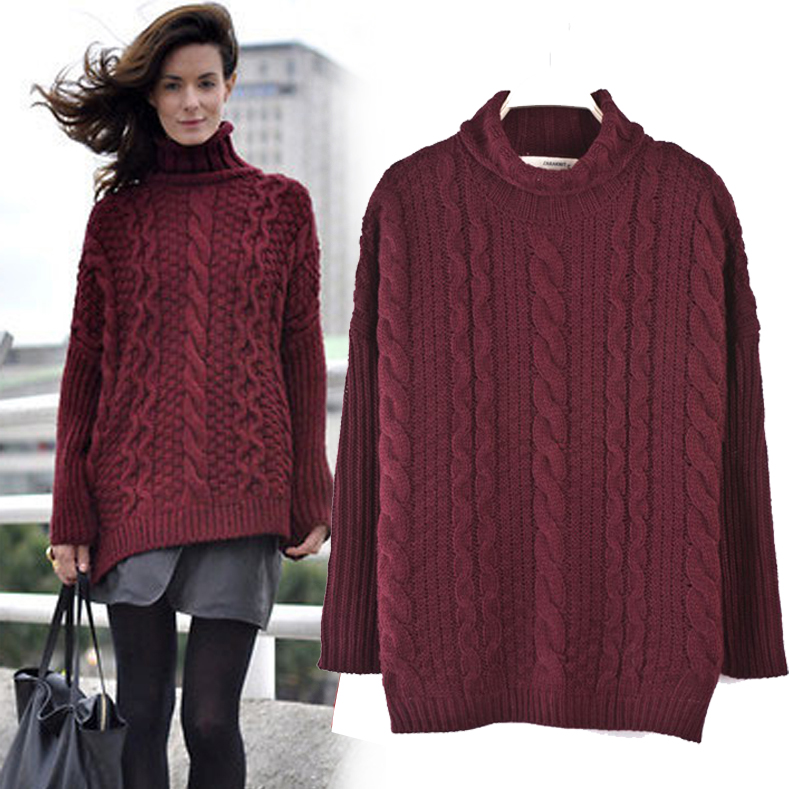 Zar fashion vintage twisted knitting pullover sweater thick female loose small turtleneck sweater outerwear
