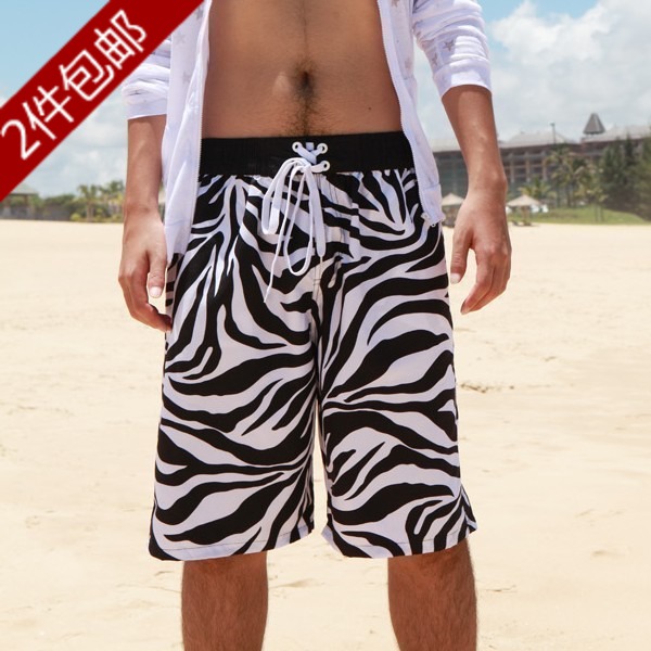 Zebra print beach pants male lovers set beach pants quick-drying shorts female summer