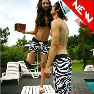 Zebra print beach pants sunscreen pants lovers design male female shorts