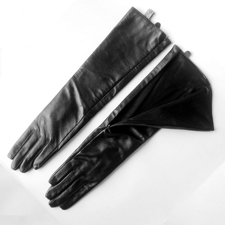 Zipper long gloves arm sleeve genuine leather sheepskin long gloves design long gloves